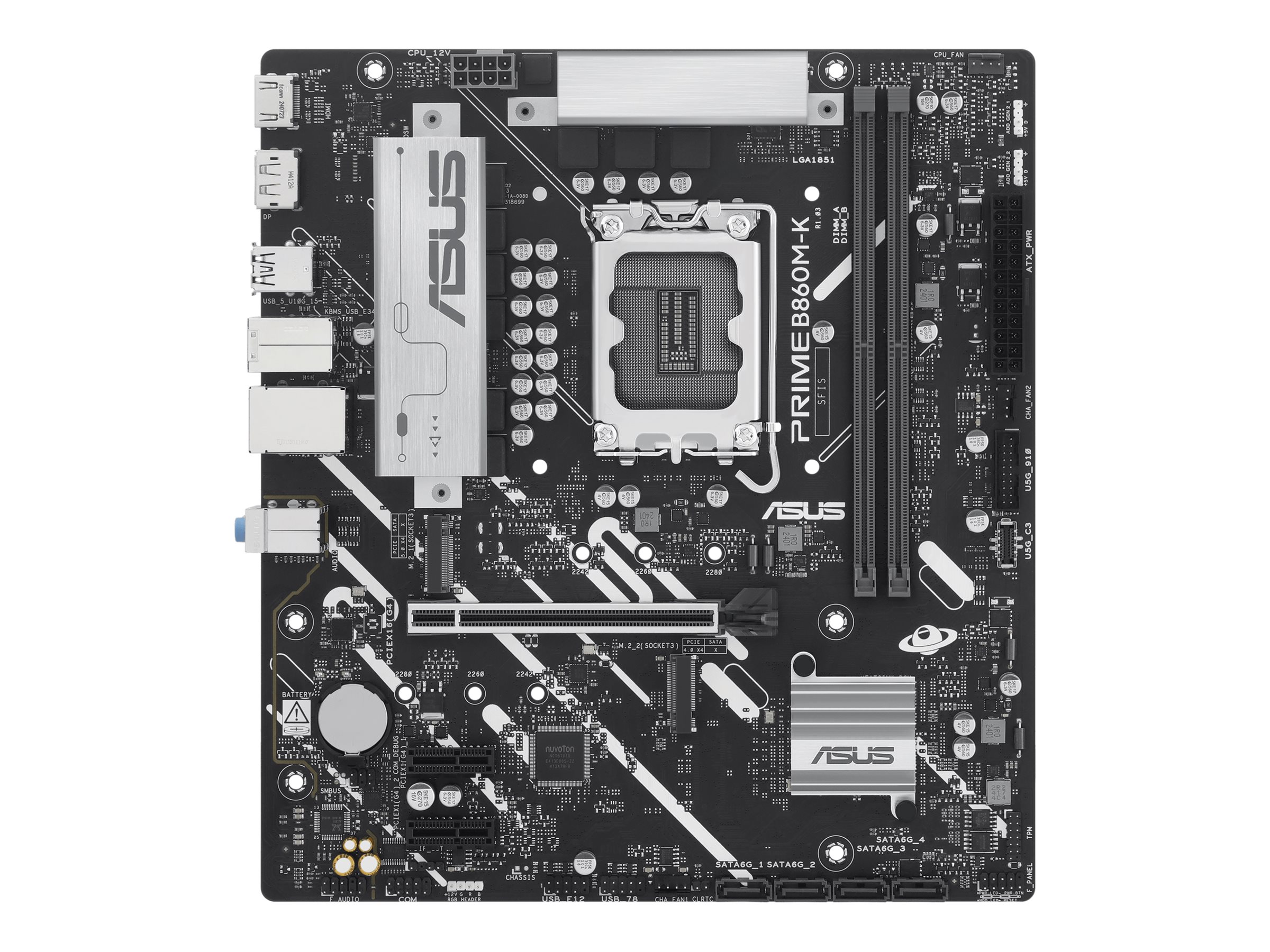ASUS PRIME B860M-K - Motherboard - micro ATX - LGA1851-Sockel - B860 Chipsatz - USB 3.2 Gen 2, USB 3.2 Gen 1, USB-C 3.2 Gen 1 - 2.5 Gigabit LAN - Onboard-Grafik (CPU erforderlich)