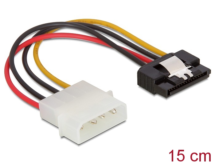 DeLOCK SATA HDD > 4pin male with metal clip – straight 0,12 m