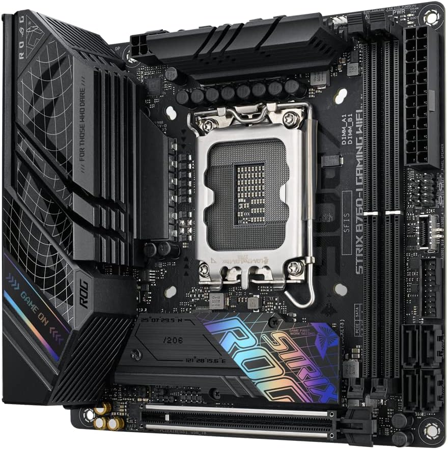 ASUS ROG STRIX B760-I GAMING WIFI - Motherboard - Mini-ITX - LGA1700-Sockel - B760 Chipsatz - USB 3.2 Gen 1, USB-C 3.2 Gen2, USB-C 3.2 Gen 2x2, USB-C 3.2 Gen 1 - 2.5 Gigabit LAN, Bluetooth, Wi-Fi - Onboard-Grafik (CPU erforderlich)