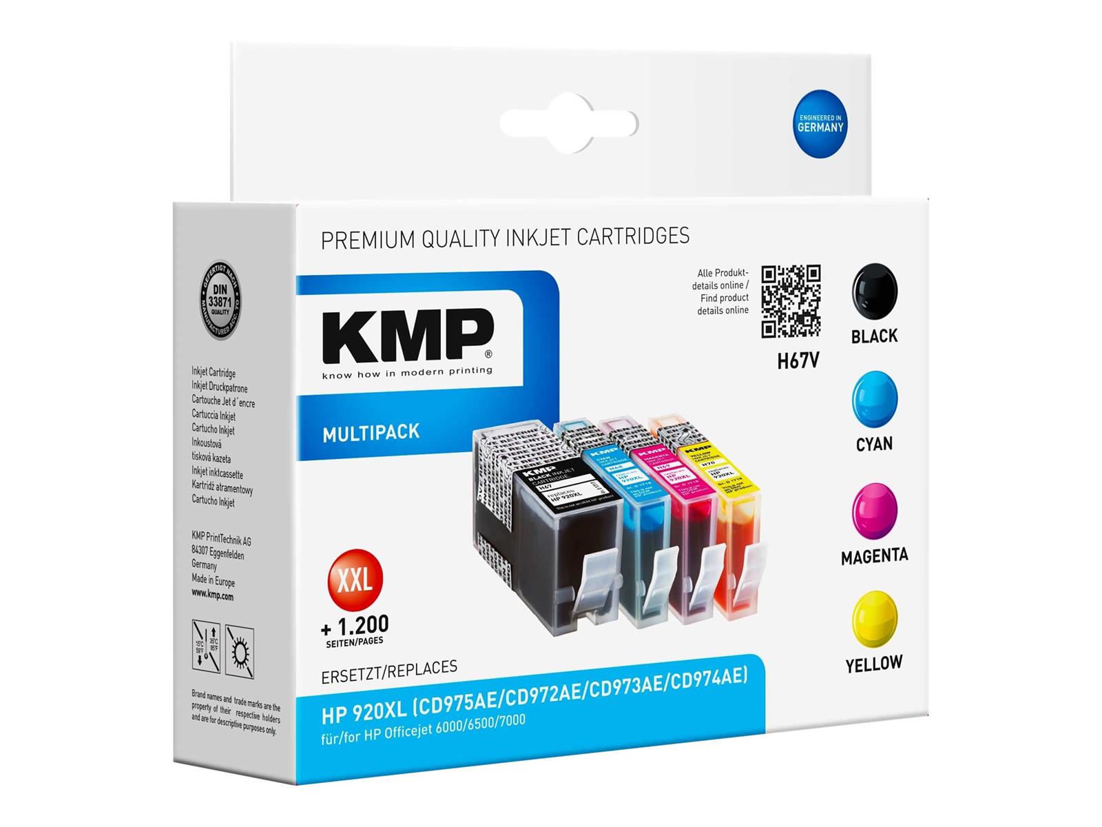 KMP H67V Druckerpatrone 4 Stück(e) Schwarz, Cyan, Magenta, Gelb KMP H67V Druckerpatrone 4 Stück(e) Schwarz, Cyan, Magenta, Gelb