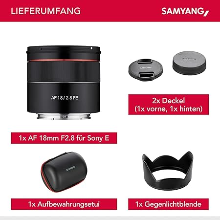 Samyang AF 18 mm F2.8 FE (Tiny but Super Wide) – Autofokus Vollformat und APS-C Festbrennweite Objektiv Sony E E-Mount für Sony Alpha A9 A7 A7C II A7C R A6600 A6500 A6400 A6300 A6000 A5100 A5000
