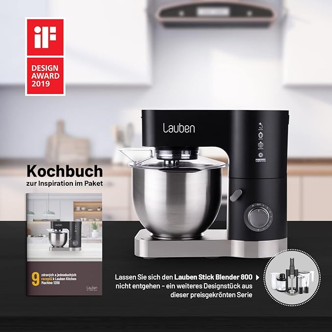 Lauben Küchenmaschine 5.5L 1200BC mit Zubehör schwarz retail Lauben Küchenmaschine 5.5L 1200BC mit Zubehör schwarz retail
