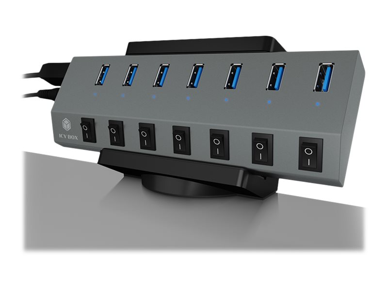 ICY BOX IB-MSA106-HH Passive Halterung USB-Hub Schwarz
