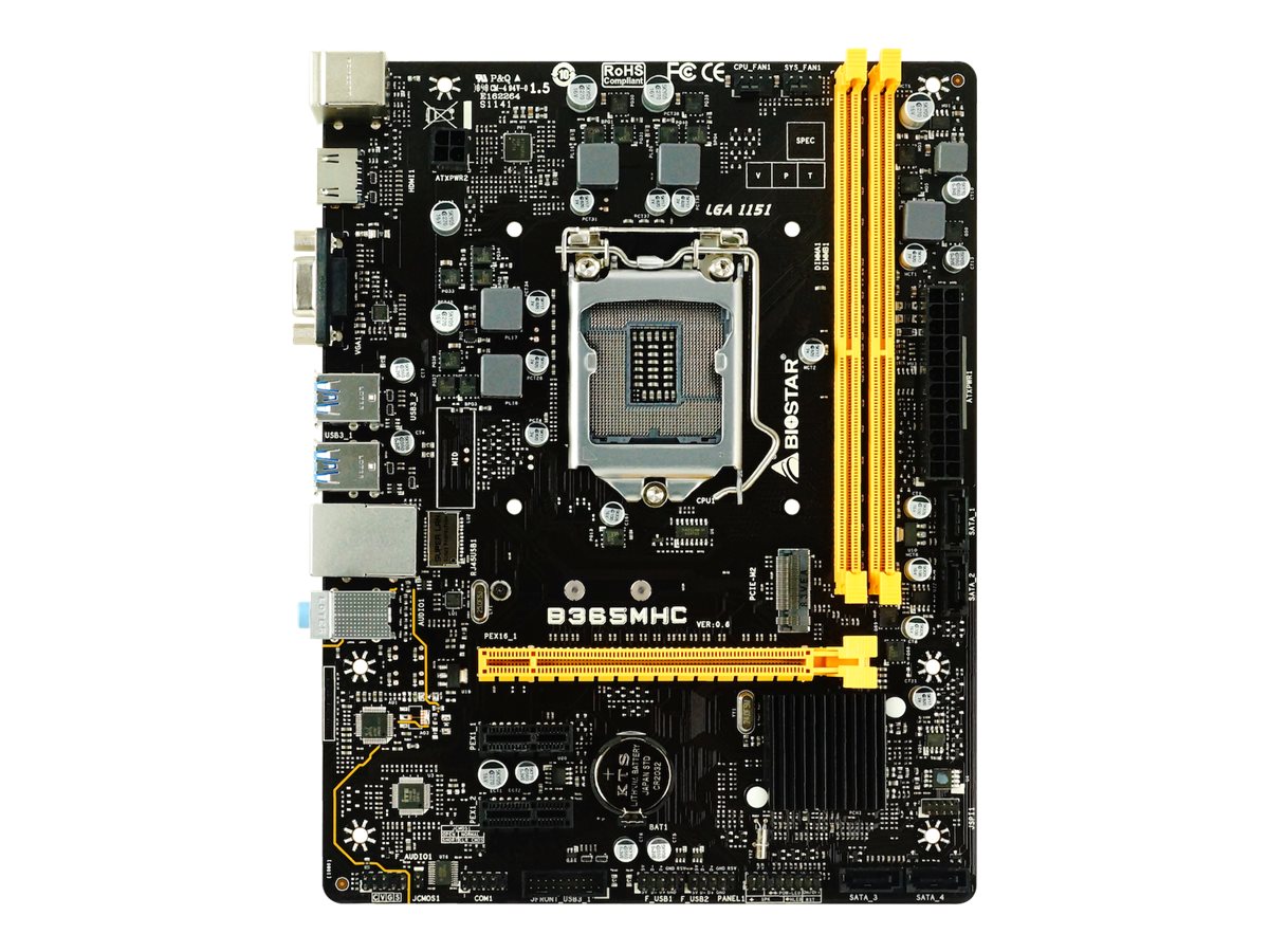 Biostar B365MHC - 6.X - Motherboard - micro ATX - LGA1151 Socket - B365 Chipsatz - USB 3.1 Gen 1 - Gigabit LAN - Onboard-Grafik (CPU erforderlich)