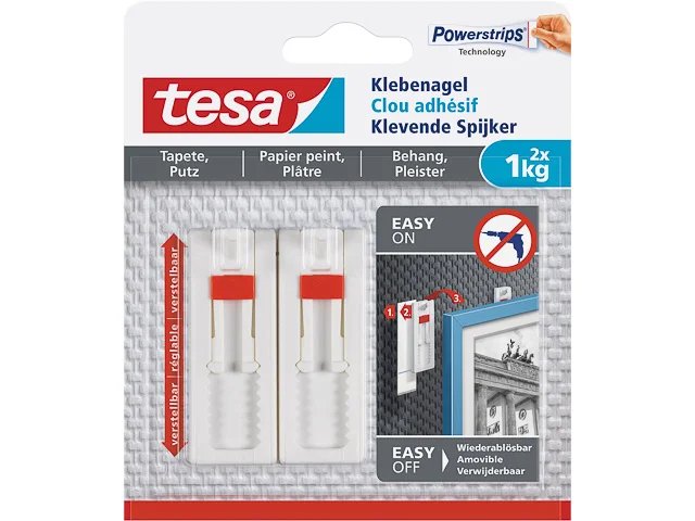 tesa Klebenagel verstellbar Tapete & Putz bis 1kg       2St.