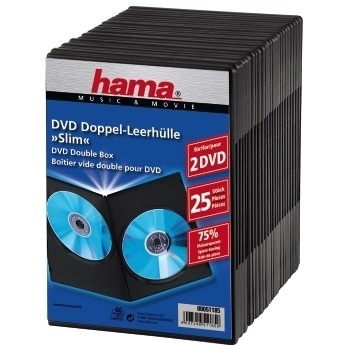 1x25 Hama DVD-Doppel-Leerhülle Slim  75% Platzsparnis     51185