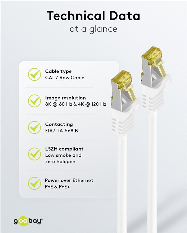 RJ45 Patchkabel CAT 6A S/FTP (PiMF), 500 MHz mit CAT 7 Rohkabel, weiß RJ45 Patchkabel CAT 6A S/FTP (PiMF), 500 MHz mit CAT 7 Rohkabel, weiß