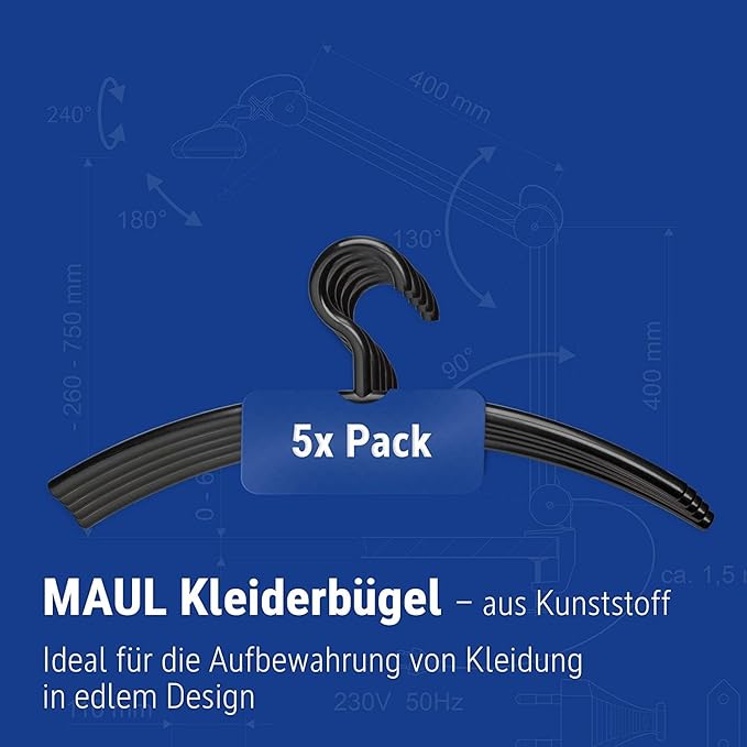 MAUL Kleiderbügel Kunststoff, 5 St. schwarz MAUL Kleiderbügel Kunststoff, 5 St. schwarz