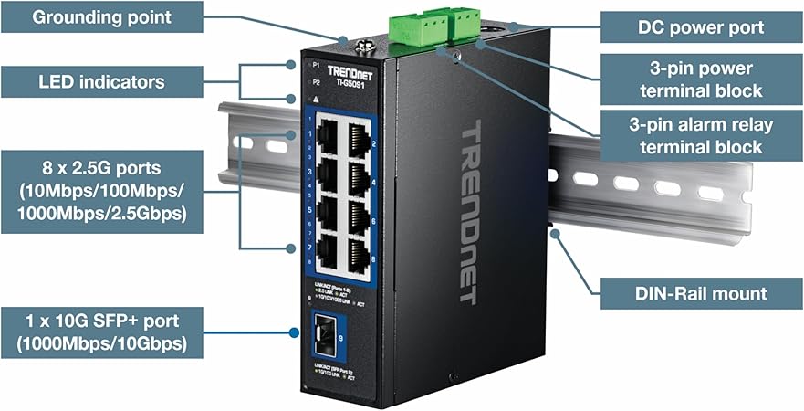 TRENDnet 9-PORT INDUSTRIAL 2.5G DIN-RAIL - Switch