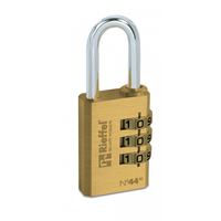 Rieffel 44/30 SB - Herkömmliches Vorhängeschloss - Zahlenschloss - Unterschiedliche Schließung - Messing - Aluminium - Messing - Stahl