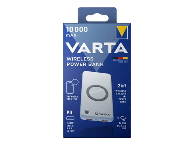 Varta 57913 Lithium Polymer (LiPo) 10000 mAh Kabelloses Aufladen Weiß