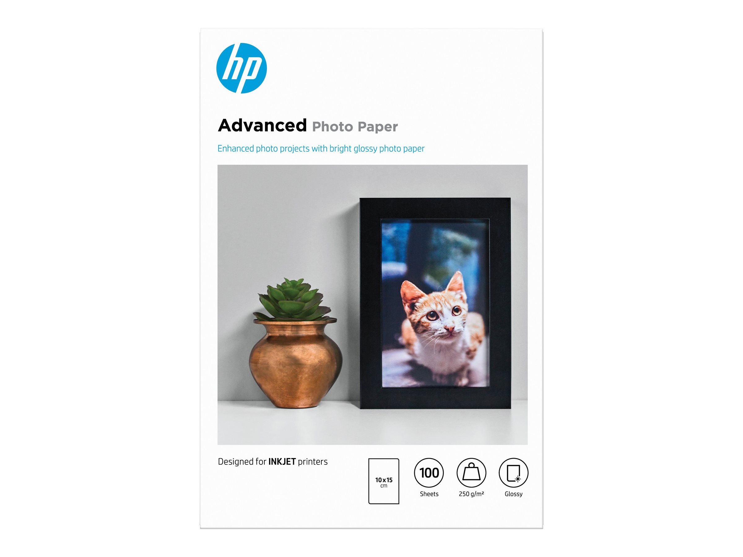 HP Advanced Fotopapier glänzend, 250 g/m2, 10 x 15 cm (101 x 152 mm), 100 Blatt