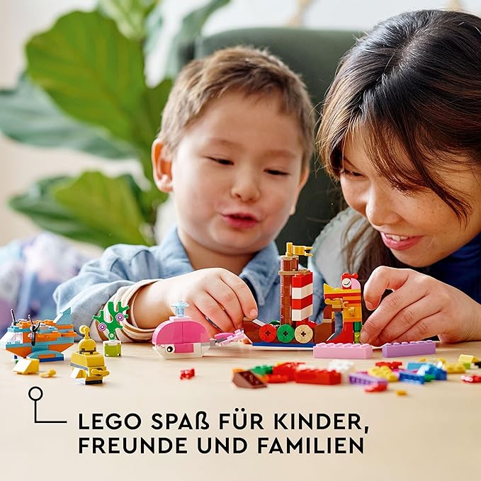 LEGO 11018 Classic Kreativer Meeresspaß, Kreativ-Set mit Bausteinen für Kinder ab 4 Jahre mit Wal, Schilldkröte und Seepferdchen                  11018