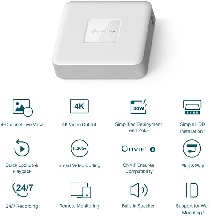 TP-LINK VIGI NVR1104H-4P V1 - NVR - 4 Kanäle