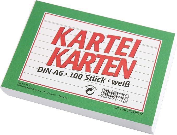 LANDRE Karteikarten A6/100 liniert weiß