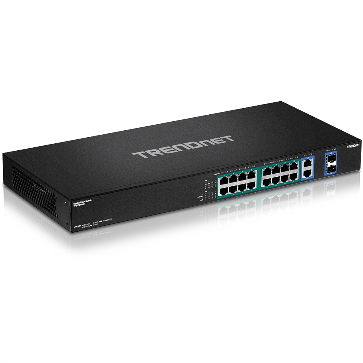 Trendnet TPE-TG182F v1.0R Unmanaged Gigabit Ethernet (10/100/1000) Power over Ethernet (PoE) 1U Schwarz