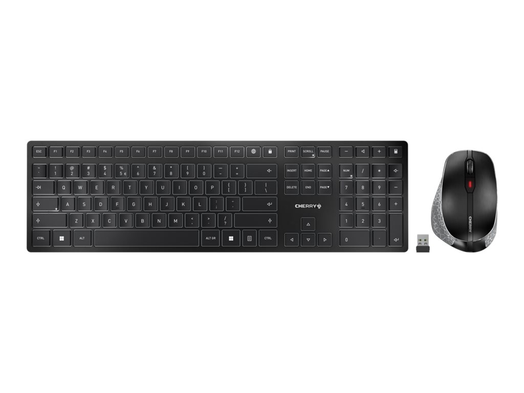 CHERRY DW 9500 SLIM Tastatur Maus enthalten Universal RF Wireless + Bluetooth QWERTZ Deutsch Schwarz, Grau