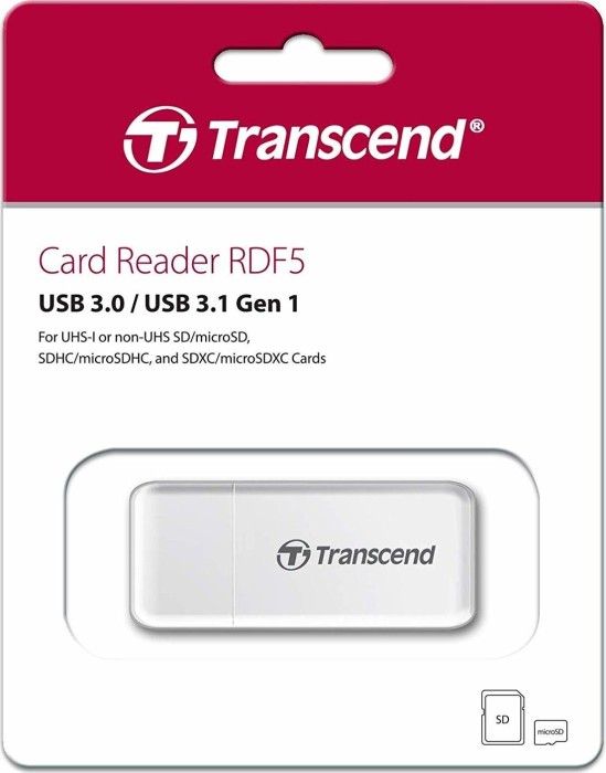 Transcend TS-RDF5W Kartenleser USB 3.2 Gen 1 (3.1 Gen 1) Type-A Weiß