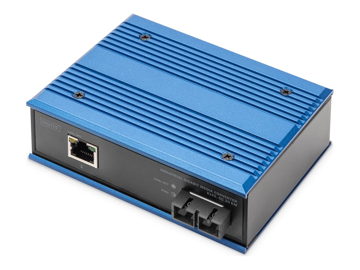 DIGITUS Industrieller Gigabit Medienkonverter RJ45, SC 20 km