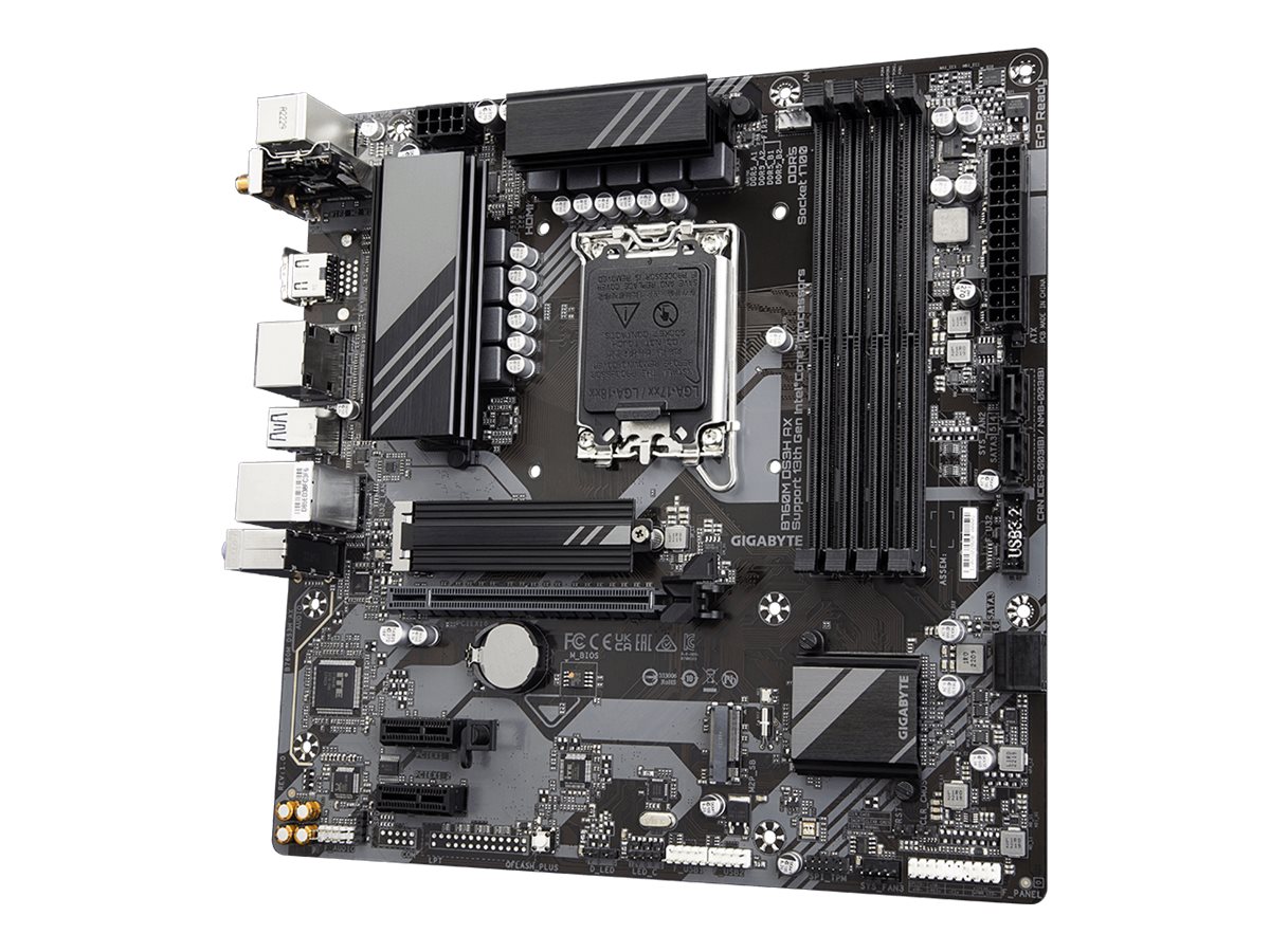 GIGABYTE B760M DS3H AX Mainboard - Unterstützt Intel Core Prozessoren der 14. Generation, 6+2+1 Phasen digitales VRM, bis zu 7600MHz DDR5 (OC), 2x PCIe 4.0 M.2, Wi-Fi 6E, 2.5GbE LAN, USB 3.2 Gen 2