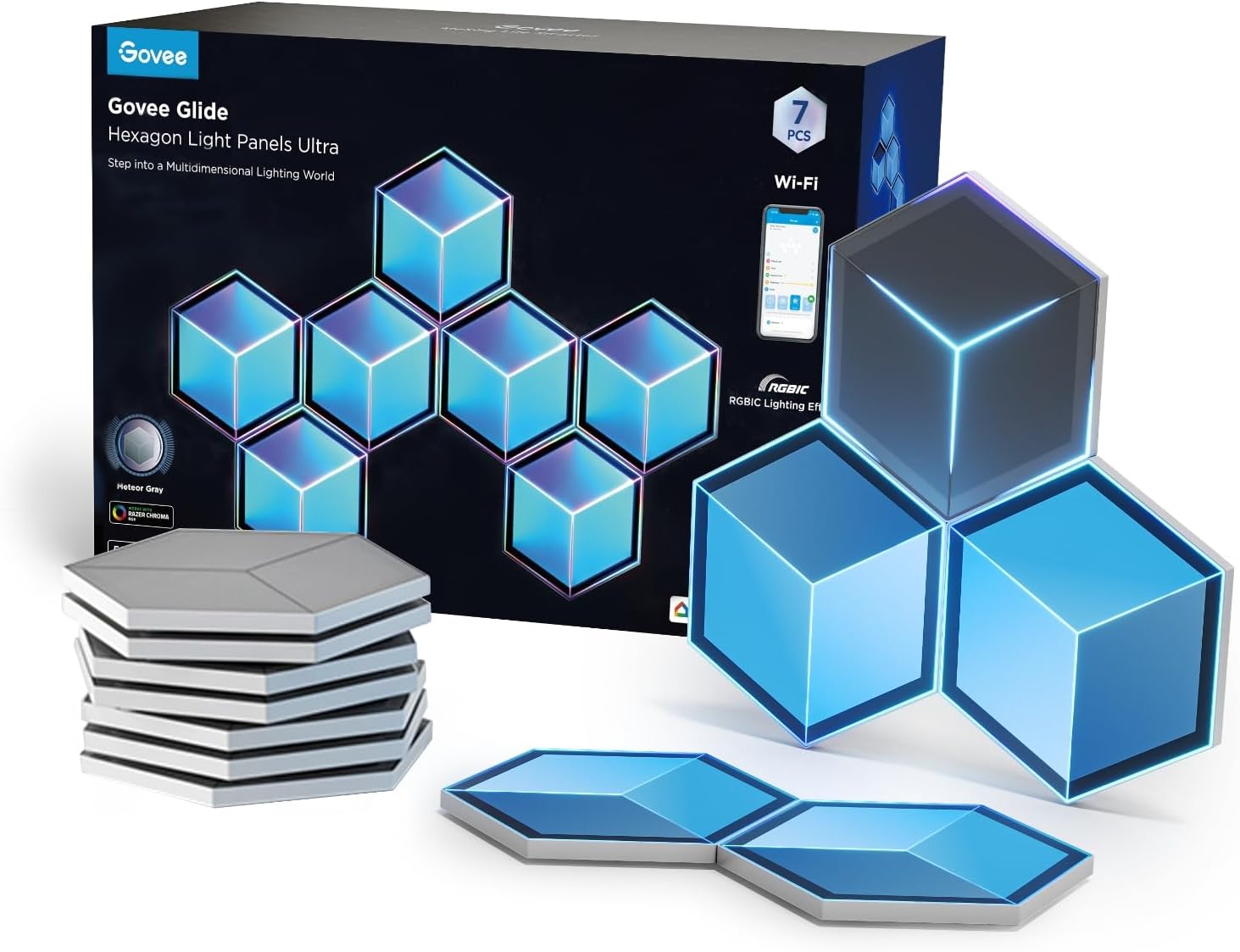 Govee RGBIC Glide Hexa Light Panels Ultra (7 pcs)