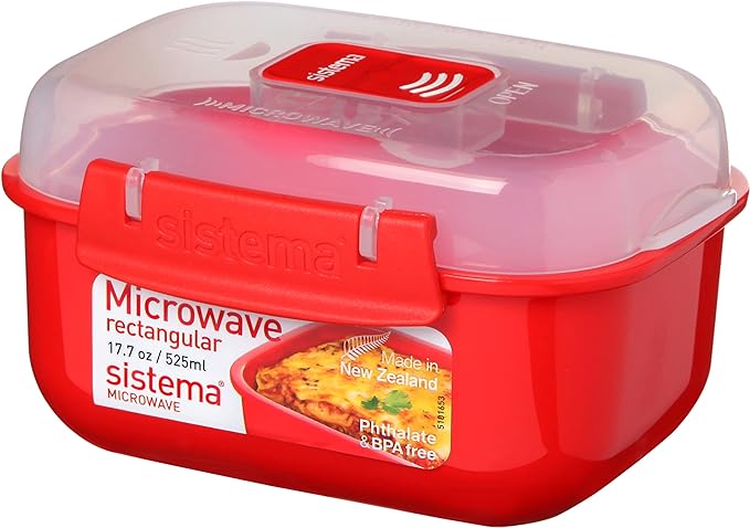sistema Mikrowellenbehälter Eckig mit Ventil 525 ml rot