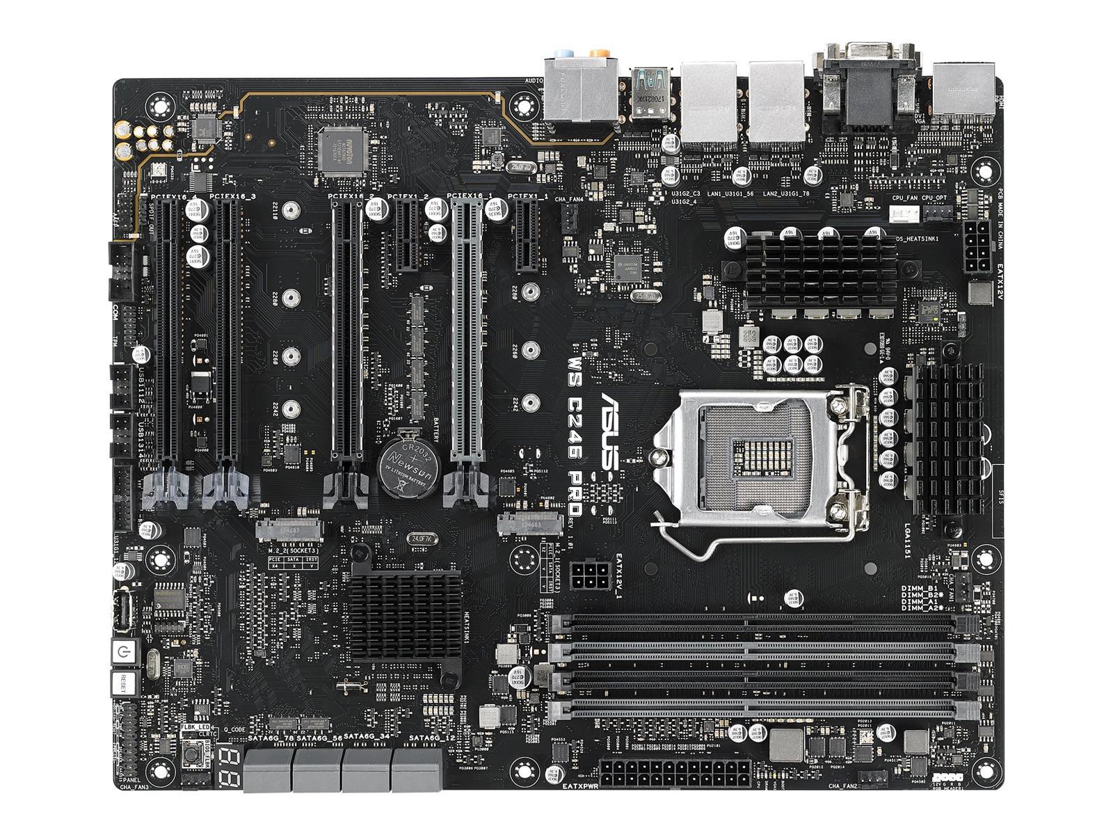 ASUS WS C246 PRO - Motherboard - ATX - LGA1151 Socket - C246 Chipsatz - USB 3.1 Gen 1, USB-C Gen2, USB 3.1 Gen 2 - 2 x Gigabit LAN - Onboard-Grafik (CPU erforderlich)