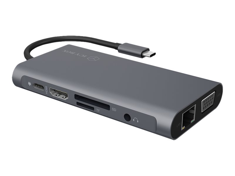 ICY BOX IB-DK4040-CPD Kabelgebunden USB 3.2 Gen 1 (3.1 Gen 1) Type-C Anthrazit, Schwarz