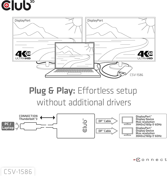 Club 3D Videoadapter - 24 pin USB-C (M) zu DisplayPort (W)