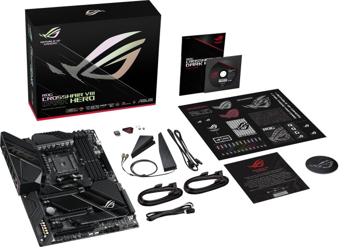 ASUS ROG Crosshair VIII Dark Hero - Motherboard - ATX - Socket AM4 - AMD X570 Chipsatz - USB-C Gen2, USB 3.2 Gen 1, USB 3.2 Gen 2 - Gigabit LAN, 2.5 Gigabit LAN, Wi-Fi, Bluetooth - HD Audio (8-Kanal) ASUS ROG Crosshair VIII Dark Hero - Motherboard - ATX - Socket AM4 - AMD X570 Chipsatz - USB-C Gen2, USB 3.2 Gen 1, USB 3.2 Gen 2 - Gigabit LAN, 2.5 Gigabit LAN, Wi-Fi, Bluetooth - HD Audio (8-Kanal)