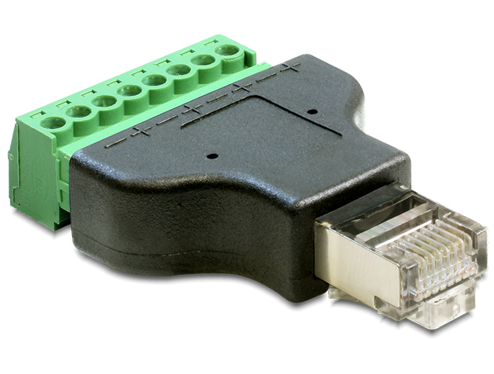 Delock Adapter RJ45 Stecker > Terminalblock 8 Pin 2-teilig