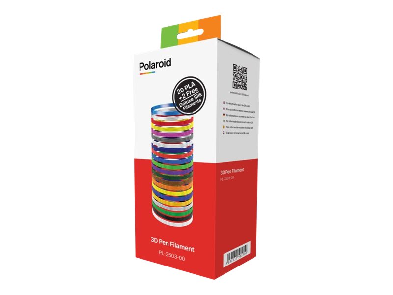 Polaroid 22er-Pack - Grau, Schwarz, weiß, Blau, Silber, Gelb, lila, Rot, fluoreszierend gelb, grün, orange, durchsichtig, pink, Dunkelgrün, dunkelblau, Gold, fluoreszierend rot, fluoreszierend grün, dunkelbraun, fluoreszierendes Blau - 15 g - 5 m - PLA-Fi