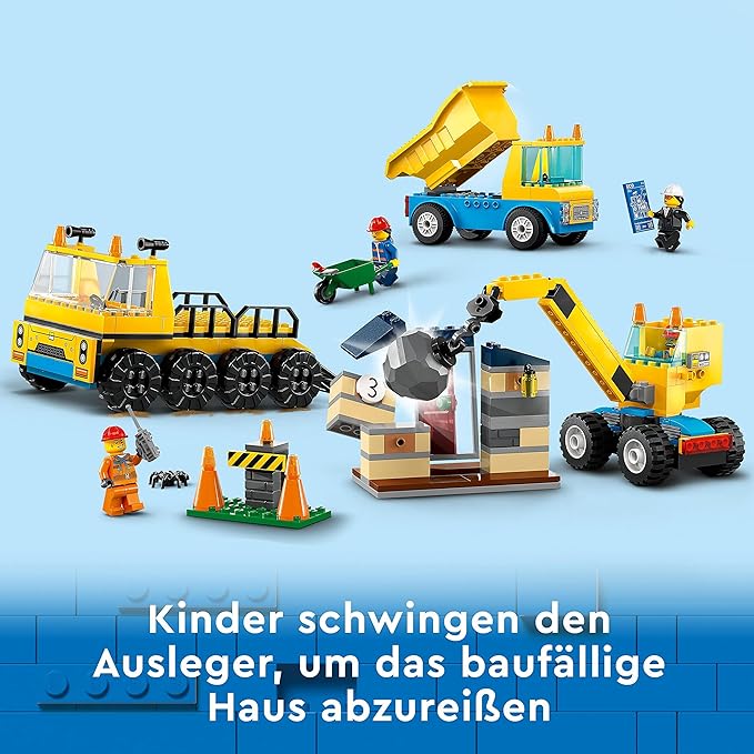 LEGO City   Baufahrzeuge und Kran mit Abrissbirne     60391