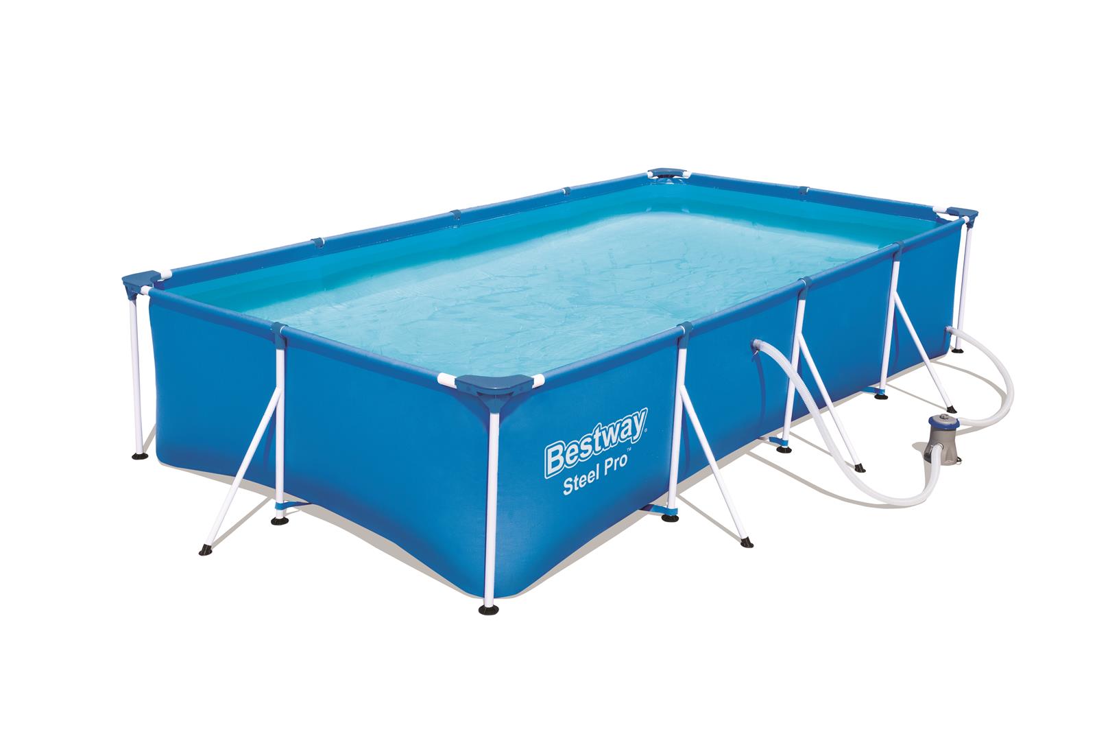 Bestway Steel Pro 56424 Aufstellpool Gerahmter Pool Rechteckig 5700 l Blau