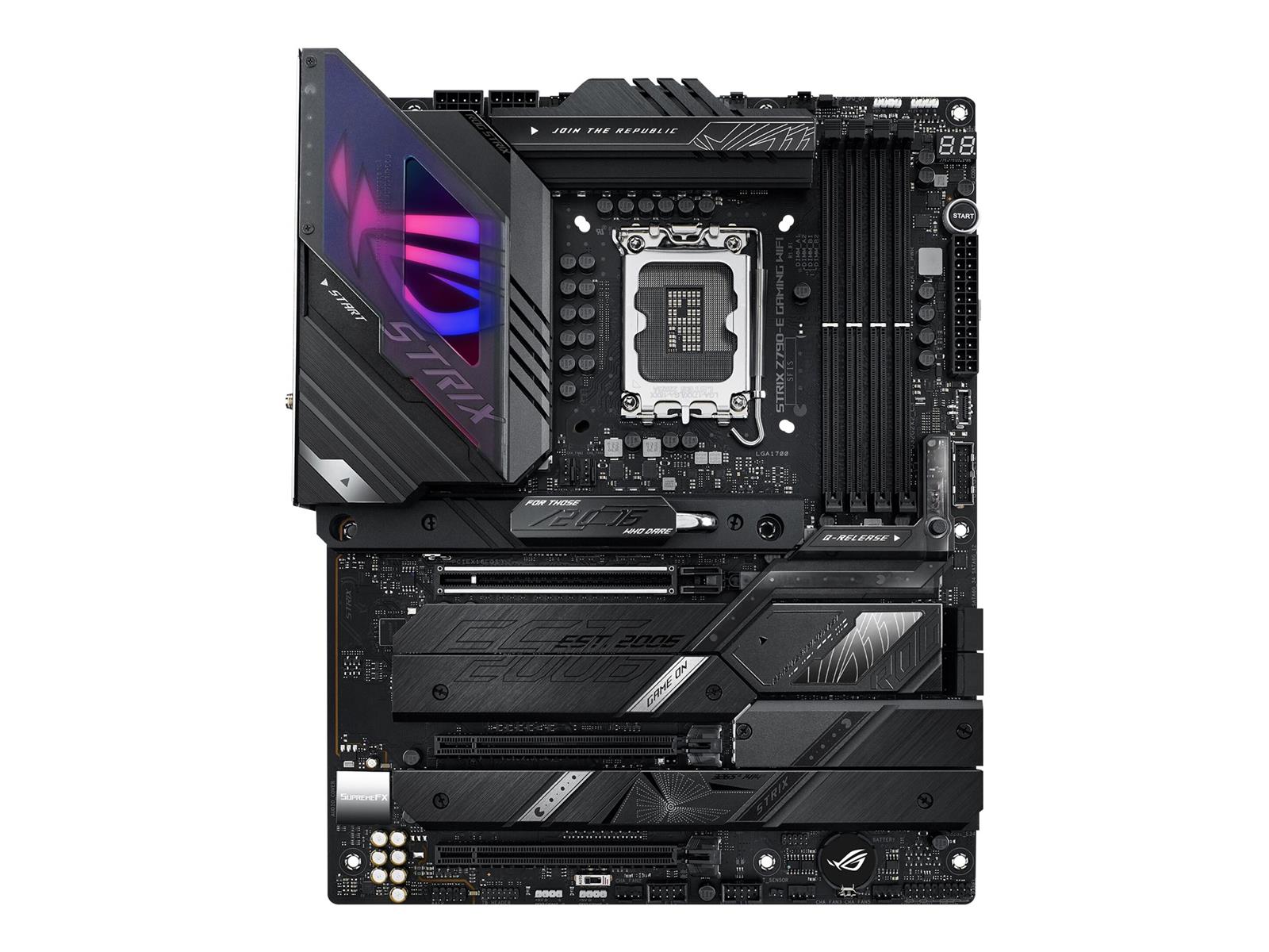 ASUS ROG Strix Z790-E Gaming WiFi - Motherboard - ATX - LGA1700-Sockel - Z790 Chipsatz - USB-C 3.2 Gen 2x2, USB-C 3.2 Gen2, USB 3.2 Gen 1, USB 3.2 Gen 2 - 2.5 Gigabit LAN, Wi-Fi 6 - Onboard-Grafik (CPU erforderlich)