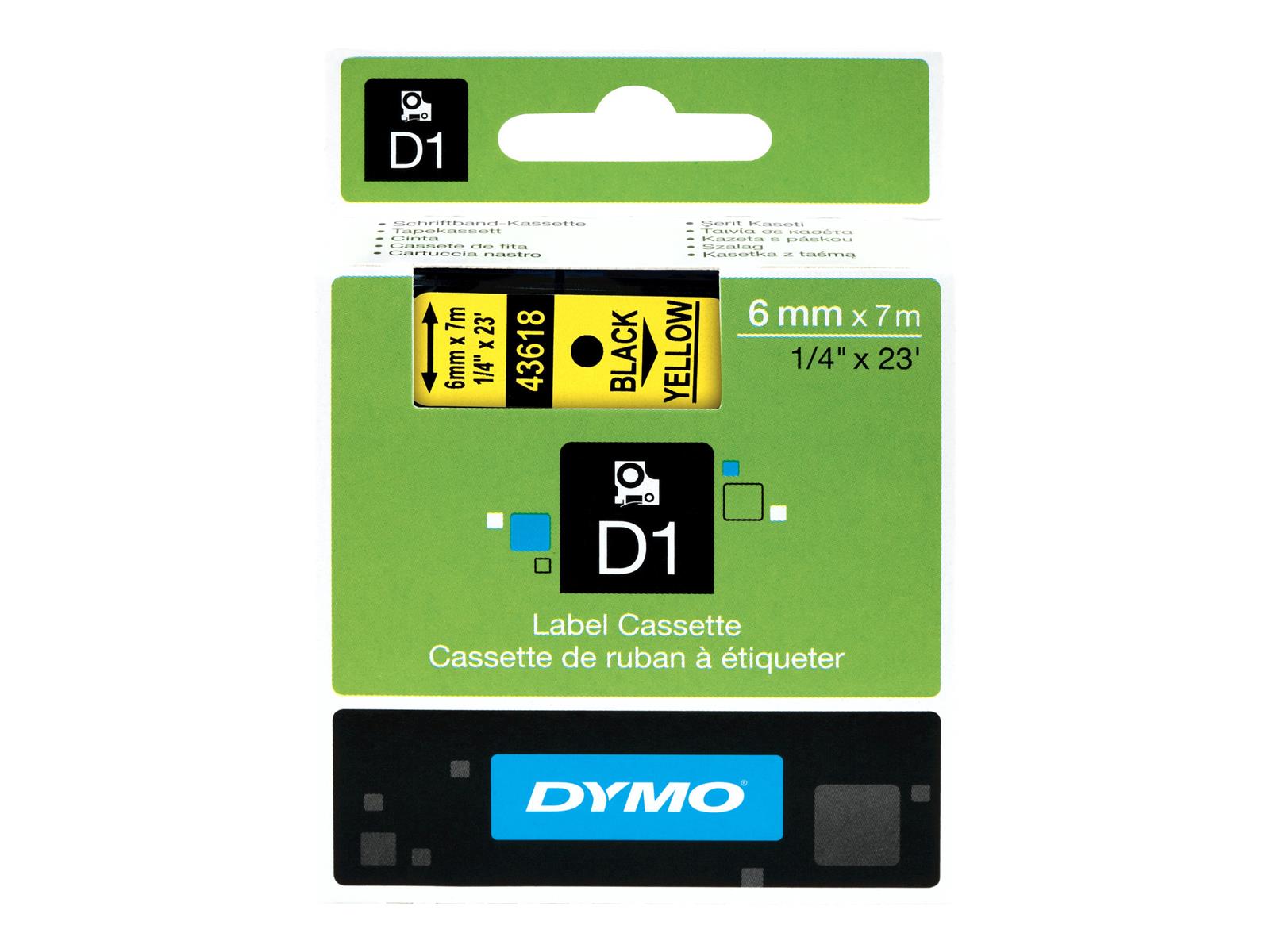 DYMO D1 - Standardetiketten - Schwarz auf Gelb - 6mm x 7m