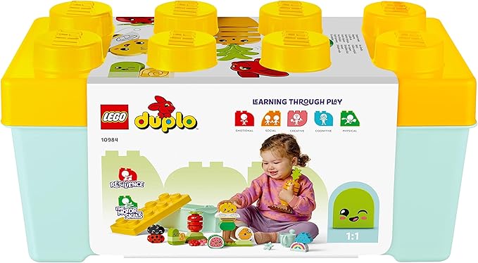 LEGO 10984 DUPLO My First Biogarten Bausteine-Box, Lernspielzeug für Kleinkinder ab 1,5 Jahren, mit Marienkäfer, Hummel, Obst & Gemüse, Stapelspielzeug für Babys