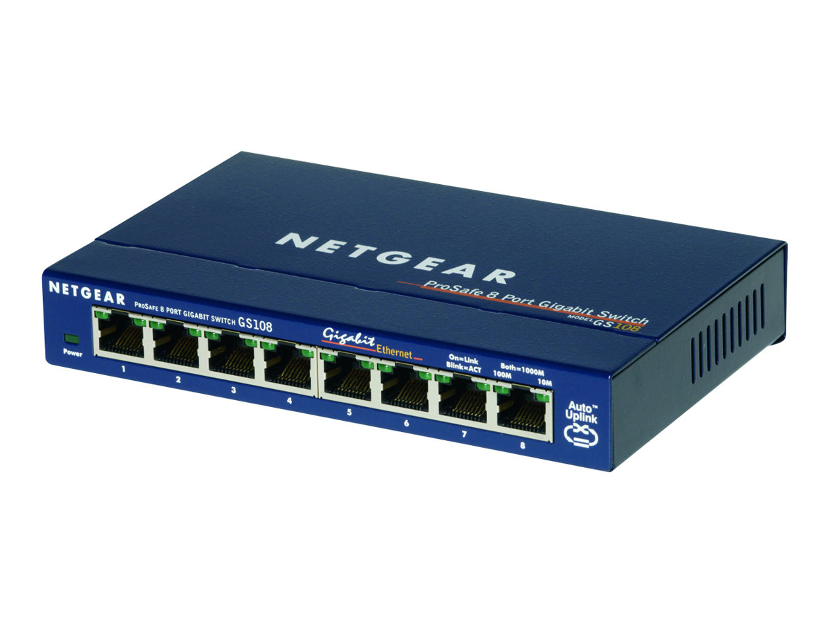 NETGEAR GS108GE Netzwerk-Switch Unmanaged Gigabit Ethernet (10/100/1000) Blau NETGEAR GS108GE Netzwerk-Switch Unmanaged Gigabit Ethernet (10/100/1000) Blau