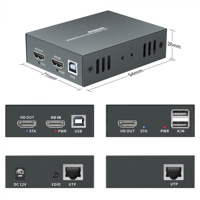 LevelOne HDMI over Cat.5/6 Extender kit 4K 100m schwarz