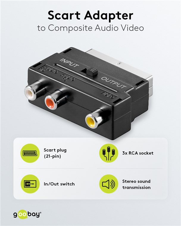 Scart zu Composite Audio Video Adapter, IN/OUT Scart zu Composite Audio Video Adapter, IN/OUT