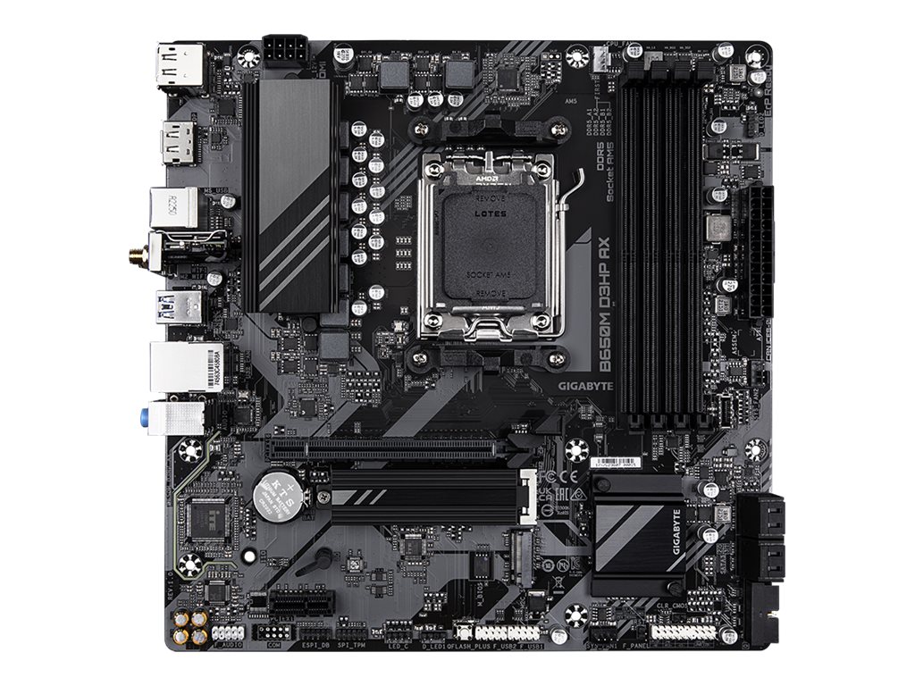 Gigabyte B650M D3HP AX - 1.0 - Motherboard - micro ATX - Socket AM5 - AMD B650 Chipsatz - USB 3.2 Gen 1, USB-C 3.2 Gen 1 - 2.5 Gigabit LAN, Wi-Fi 6E, Bluetooth - Onboard-Grafik (CPU erforderlich)