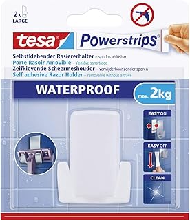 tesa Powerstrips Waterproof Rasiererhalter Wave weiß