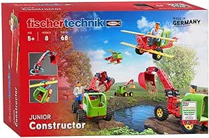 fischertechnik 564065 JUNIOR Constructor – Bausatz für Kinder ab 5 Jahren, Spielzeug mit Bagger, Hubschrauber & Flugzeug, fördert technisches Verständnis