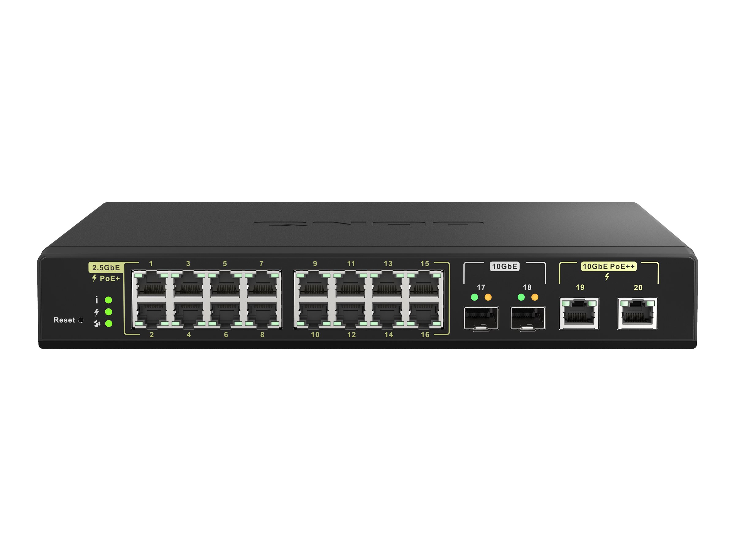 QNAP QSW-M2116P-2T2S Netzwerk-Switch Managed L2 2.5G Ethernet Power over Ethernet (PoE) Schwarz