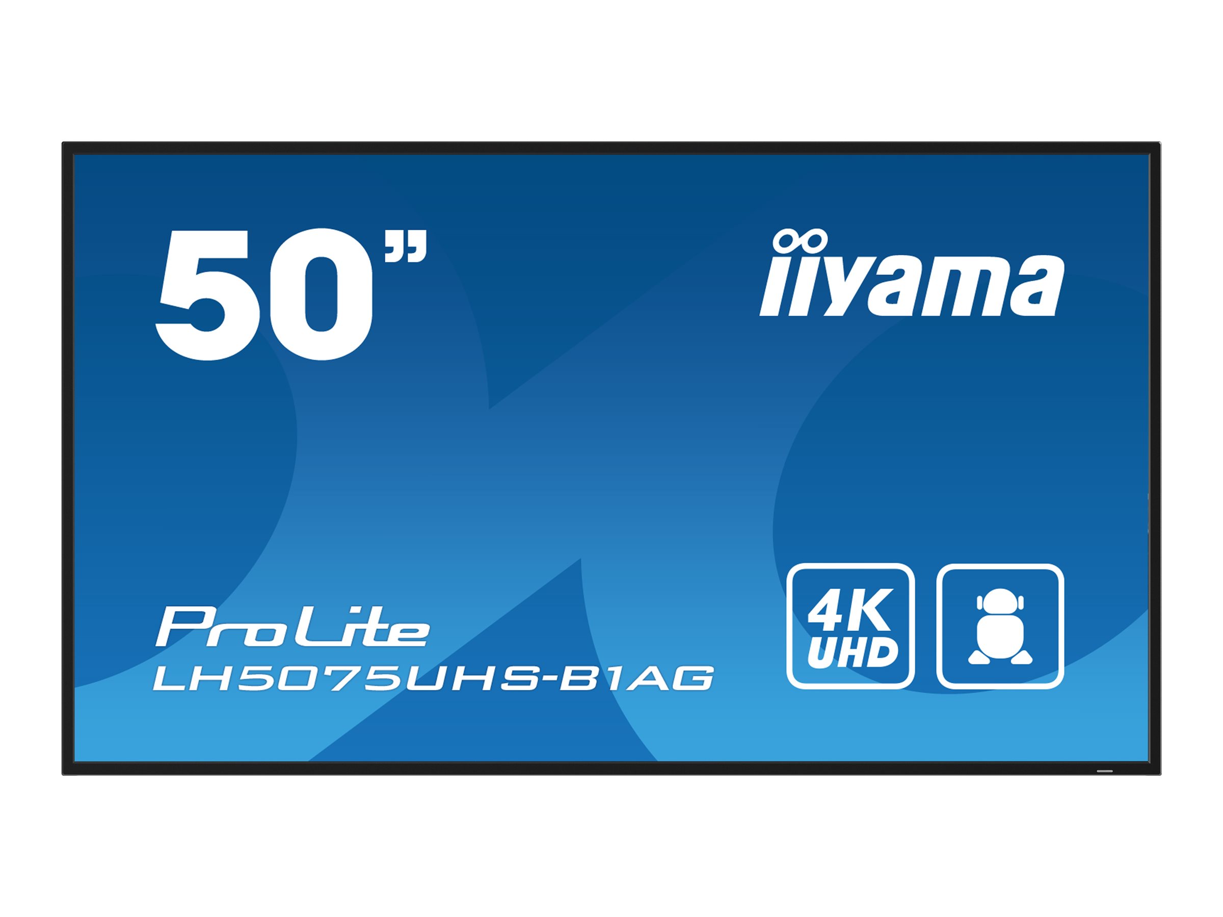 iiyama LH5075UHS-B1AG Signage-Display Digital Signage Flachbildschirm 125,7 cm (49.5") LCD WLAN 500 cd/m² 4K Ultra HD Schwarz Eingebauter Prozessor Android 11 24/7
