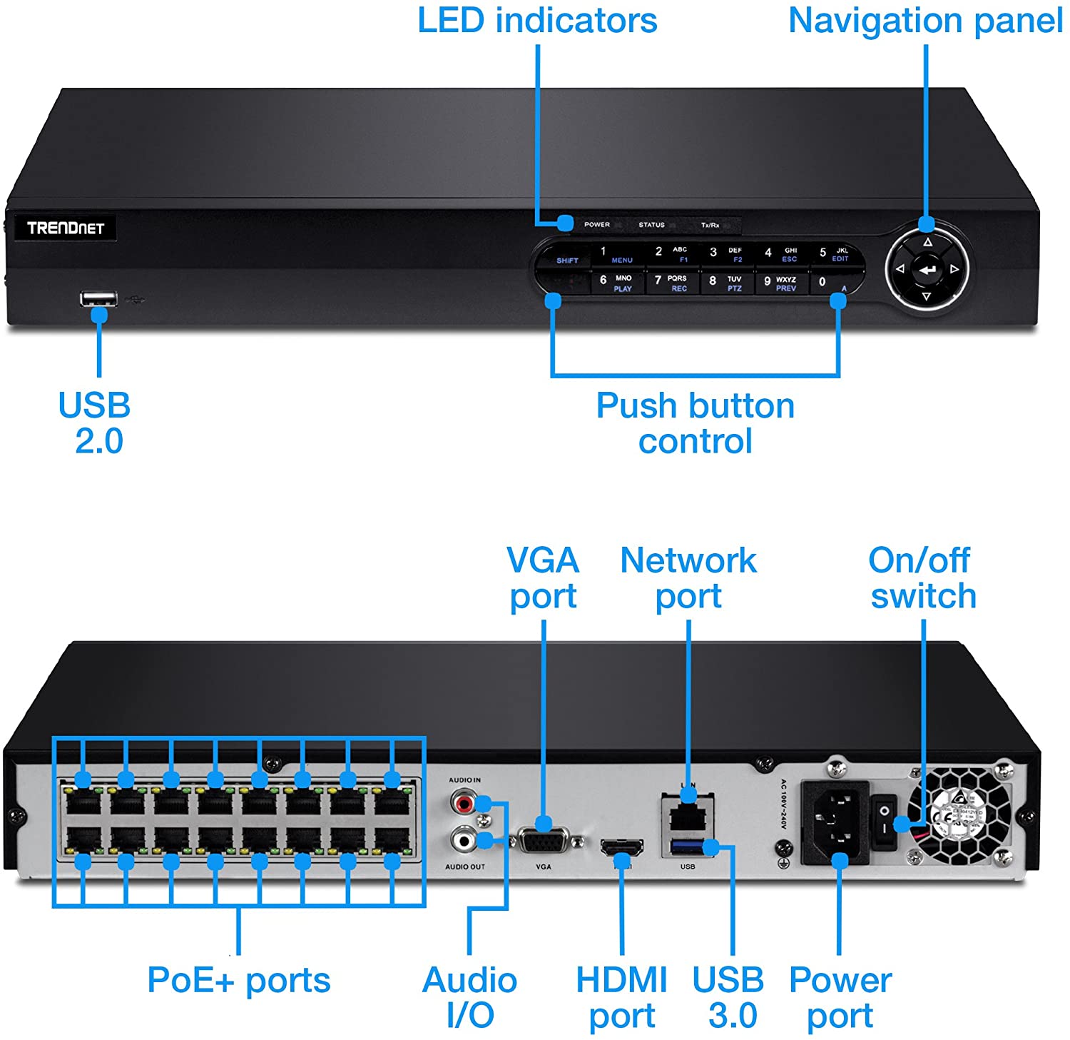 TRENDnet TV-NVR216 - NVR - 16 Kanäle - netzwerkfähig TRENDnet TV-NVR216 - NVR - 16 Kanäle - netzwerkfähig