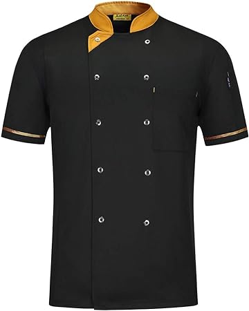 WMOFC Kochjacke,Chef Uniform, Herren Damen Kurzarm Baumwolle Küchen Koch Jacke, Kostüm Restaurant Hotel Cafe Chef Mantel