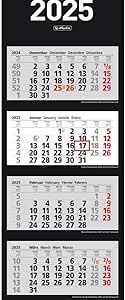 Herlitz 4-Monats-Wandkalender FSC-Mix 4-sprachig rot/schw.