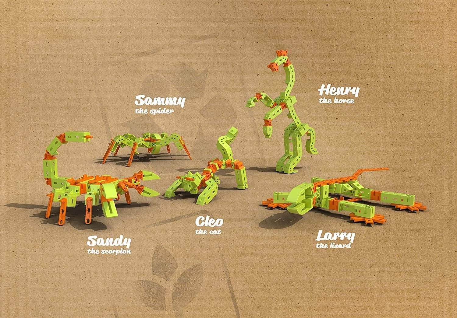 fischertechnik 563576 ADVANCED Animal Friends – Bausatz für Kinder ab 6 Jahren, Motorikspielzeug aus nachhaltigem Bio-Polyamid, mit 5 beweglichen Tiermodellen, Grün
