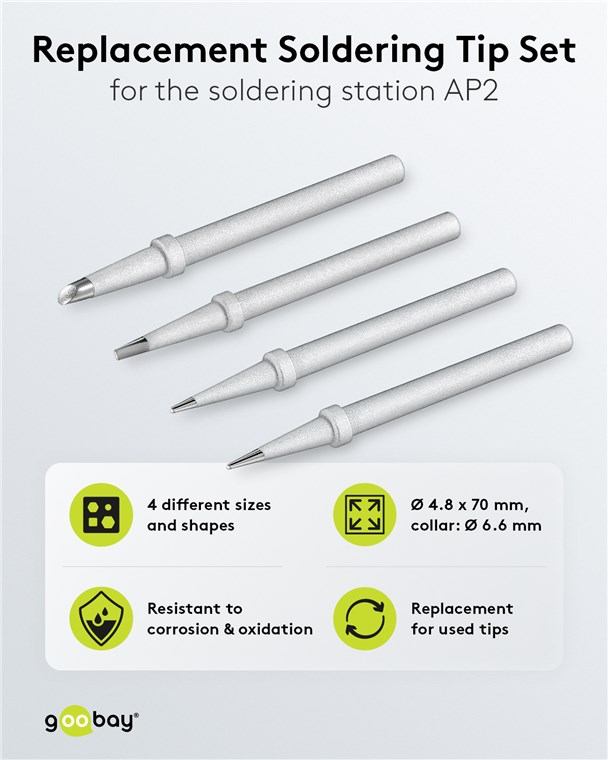 Ersatzlötspitzenset für Lötstation AP2, 4 verschiedene Spitzen Ersatzlötspitzenset für Lötstation AP2, 4 verschiedene Spitzen